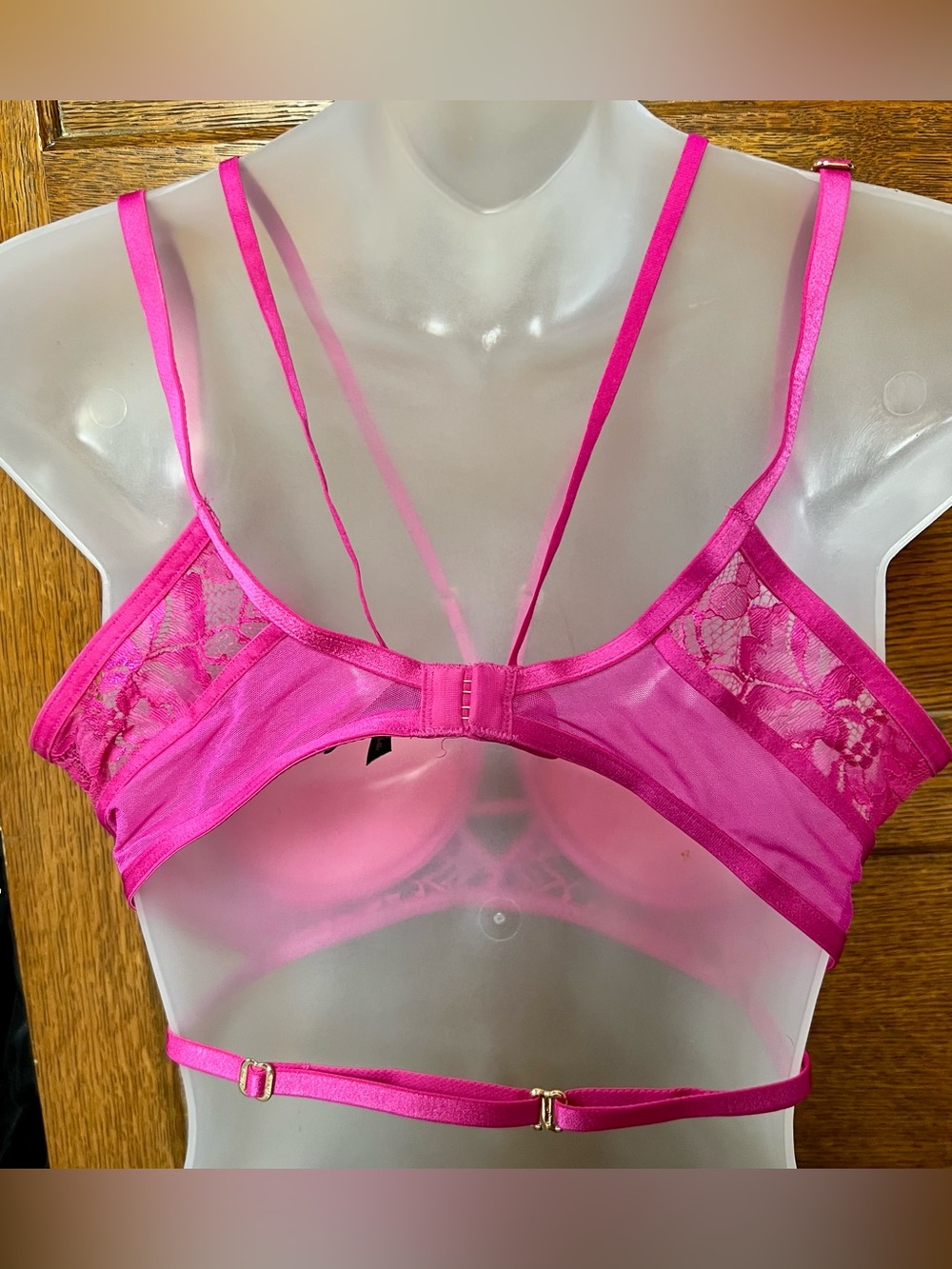 Honey Birdette Fuchsia Lace Strappy Underwire Bra - Picture 6 of 8
